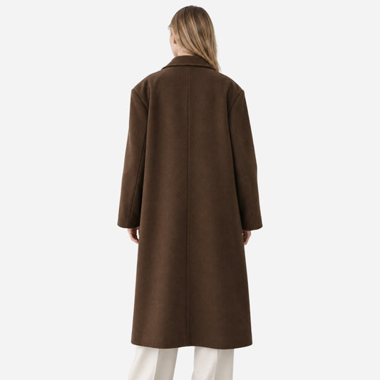 Women's Oversized Double-Breasted Long Coat-Fowsa