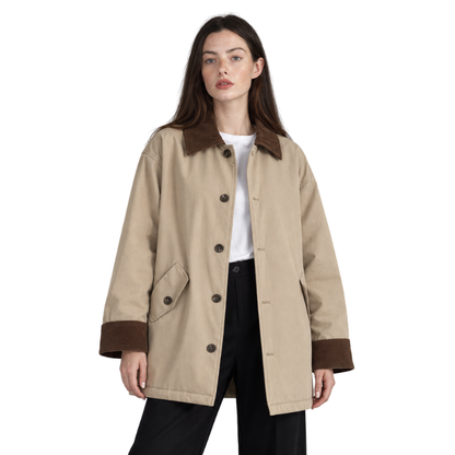Women's Quilted Lined Button Jacket-Fowsa