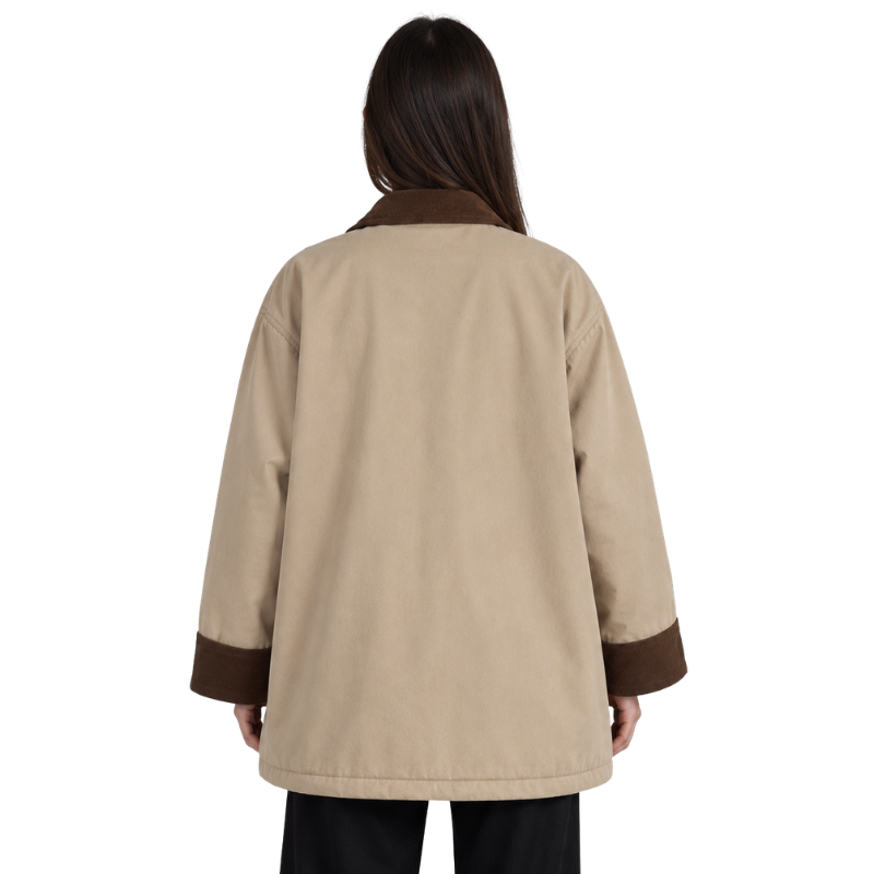 Women's Quilted Lined Button Jacket-Fowsa