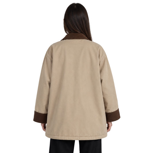 Women's Quilted Lined Button Jacket-Fowsa