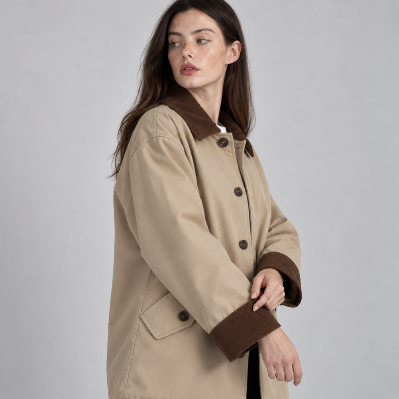 Women's Quilted Lined Button Jacket-Fowsa