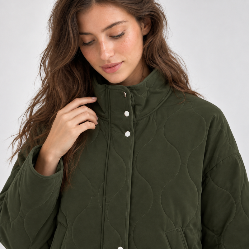 Women's Quilted Stand Collar Jacket-Fowsa