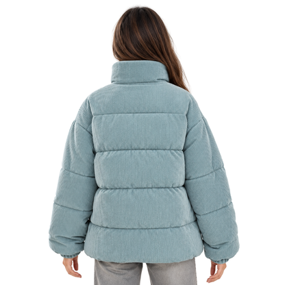 Women's Ribbed Quilted Puffer Jacket-Fowsa