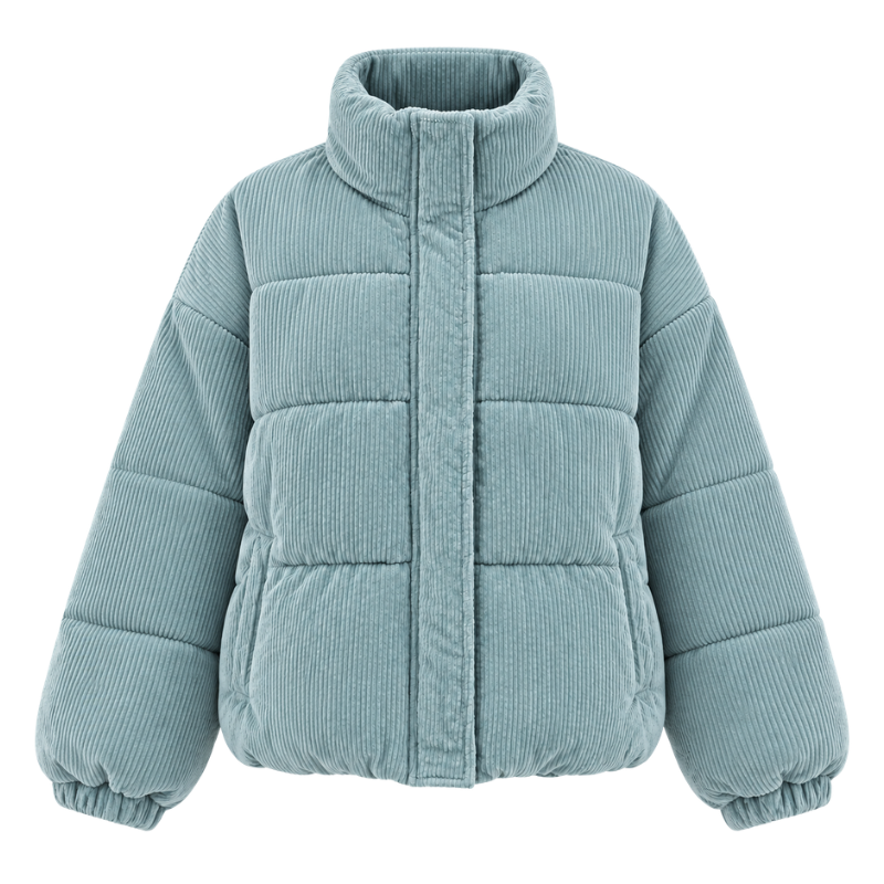 Women's Ribbed Quilted Puffer Jacket-Fowsa