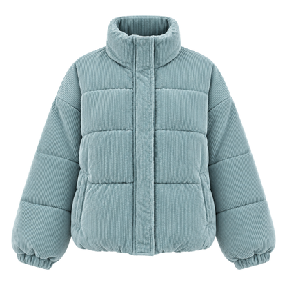 Women's Ribbed Quilted Puffer Jacket-Fowsa