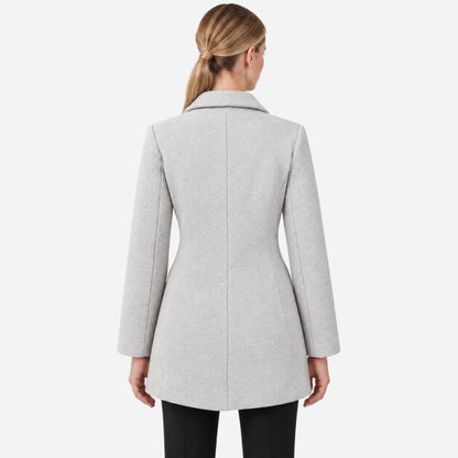 Women's Asymmetric Buckle-Waist Tailored Wool Coat-Fowsa