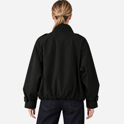 Women's Buckle-Collar Cropped Trench Coat Jacket-Fowsa