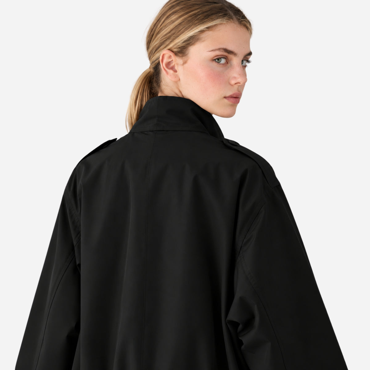 Women's Buckle-Collar Cropped Trench Coat Jacket-Fowsa