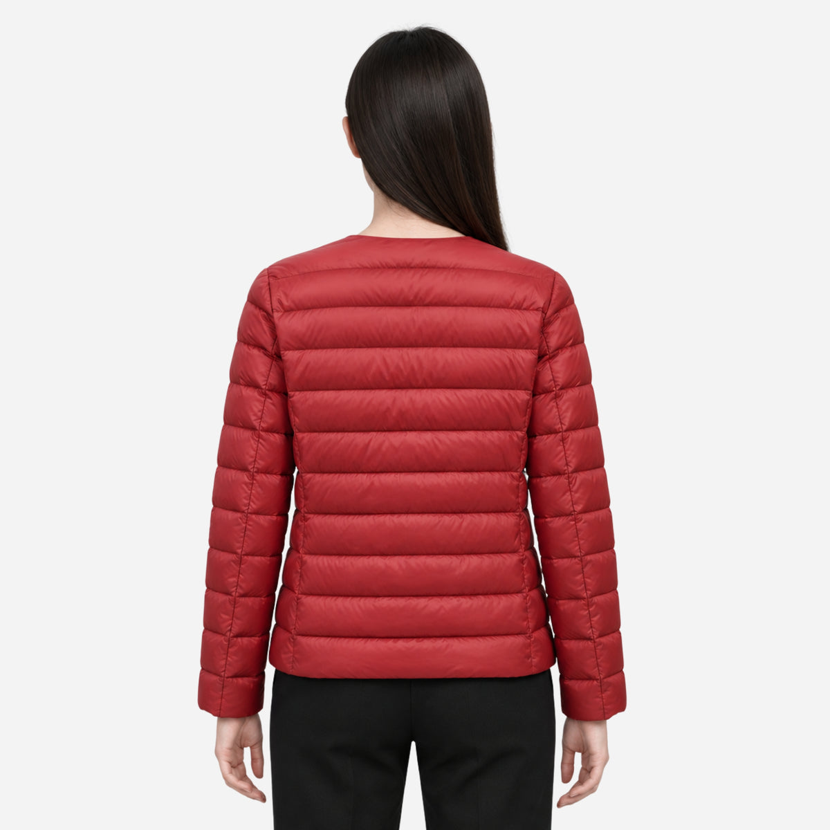 Women's Collarless Quilted Short Puffer Jacket-Fowsa