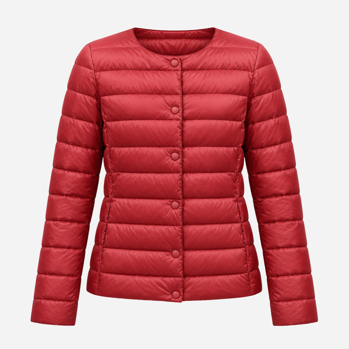 Women's Collarless Quilted Short Puffer Jacket-Fowsa