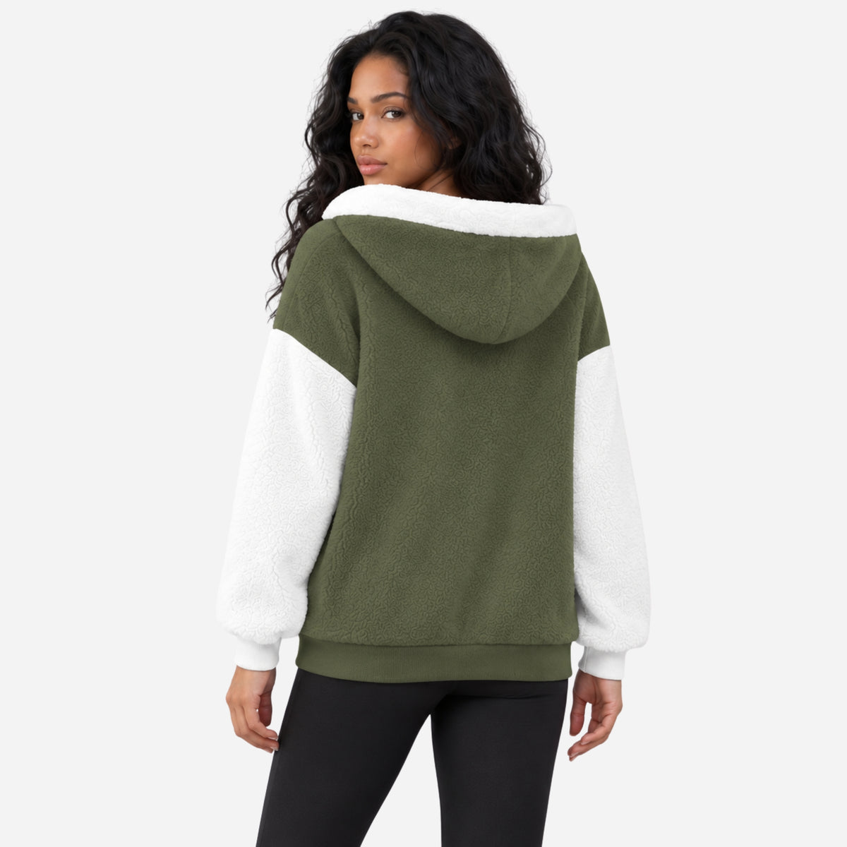 Women's Color-Block Hooded Fleece Jacket-Fowsa