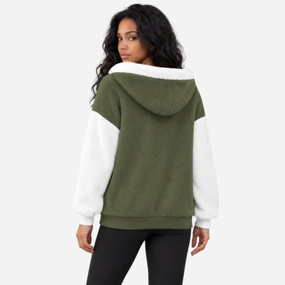 Women's Color-Block Hooded Fleece Jacket-Fowsa