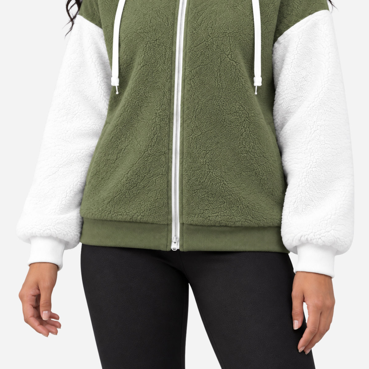 Women's Color-Block Hooded Fleece Jacket-Fowsa