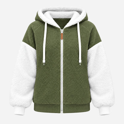 Women's Color-Block Hooded Fleece Jacket-Fowsa