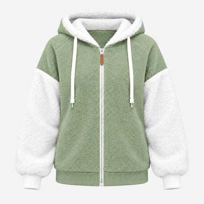 Women's Color-Block Hooded Fleece Jacket-Fowsa