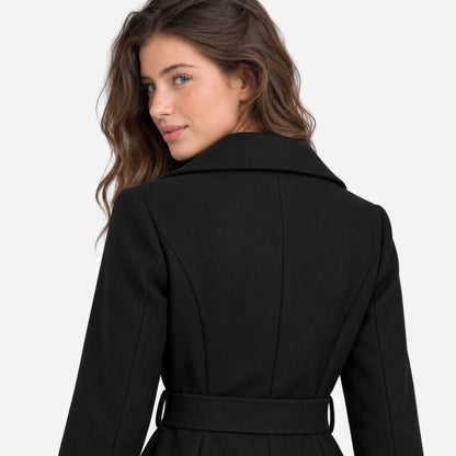 Women's Double-Breasted Belted Long Coat-Fowsa
