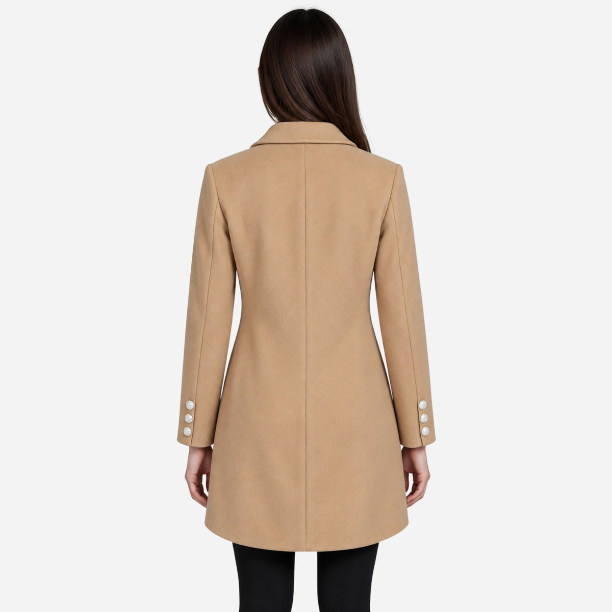 Women’s Double Breasted Tailored Wool Coat-Fowsa