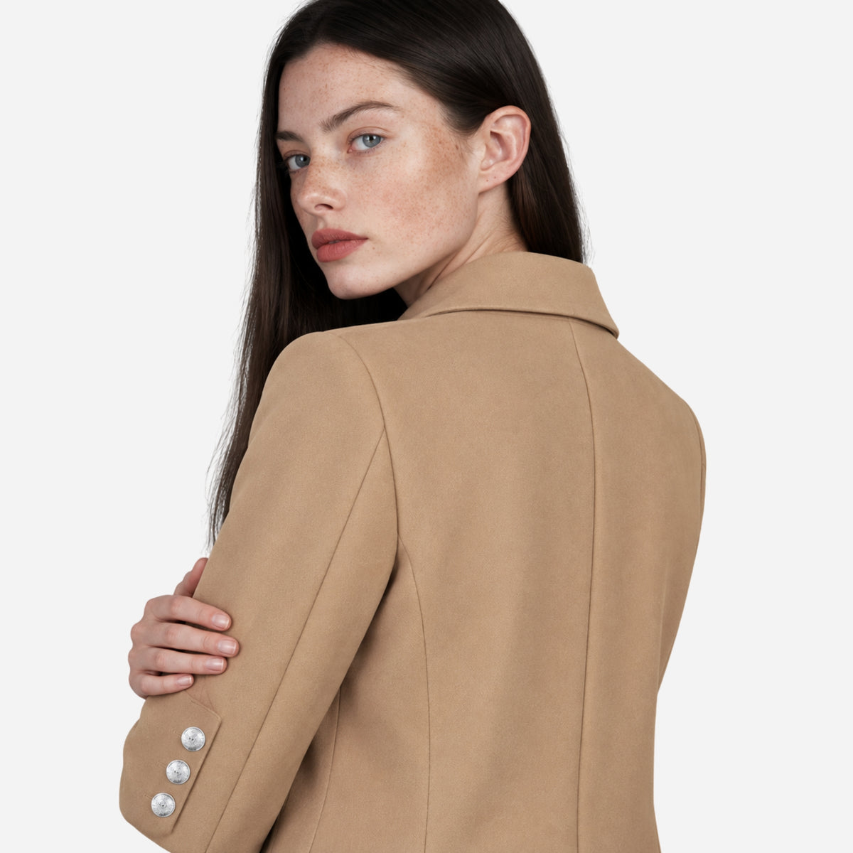 Women’s Double Breasted Tailored Wool Coat-Fowsa