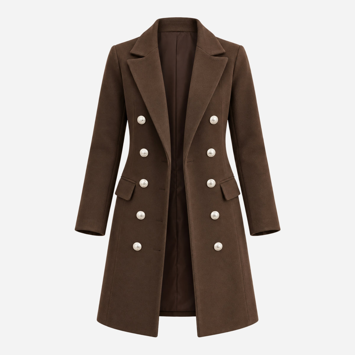 Women’s Double Breasted Tailored Wool Coat-Fowsa