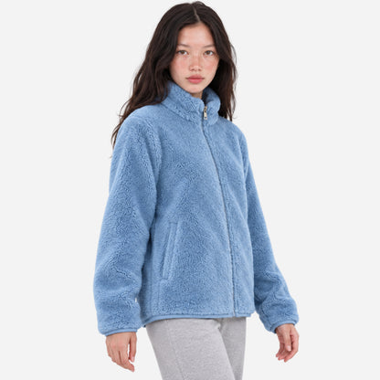 Women's Full-Zip Fluffy Fleece Jacket-Fowsa