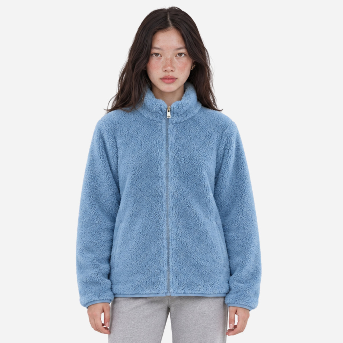 Women's Full-Zip Fluffy Fleece Jacket-Fowsa
