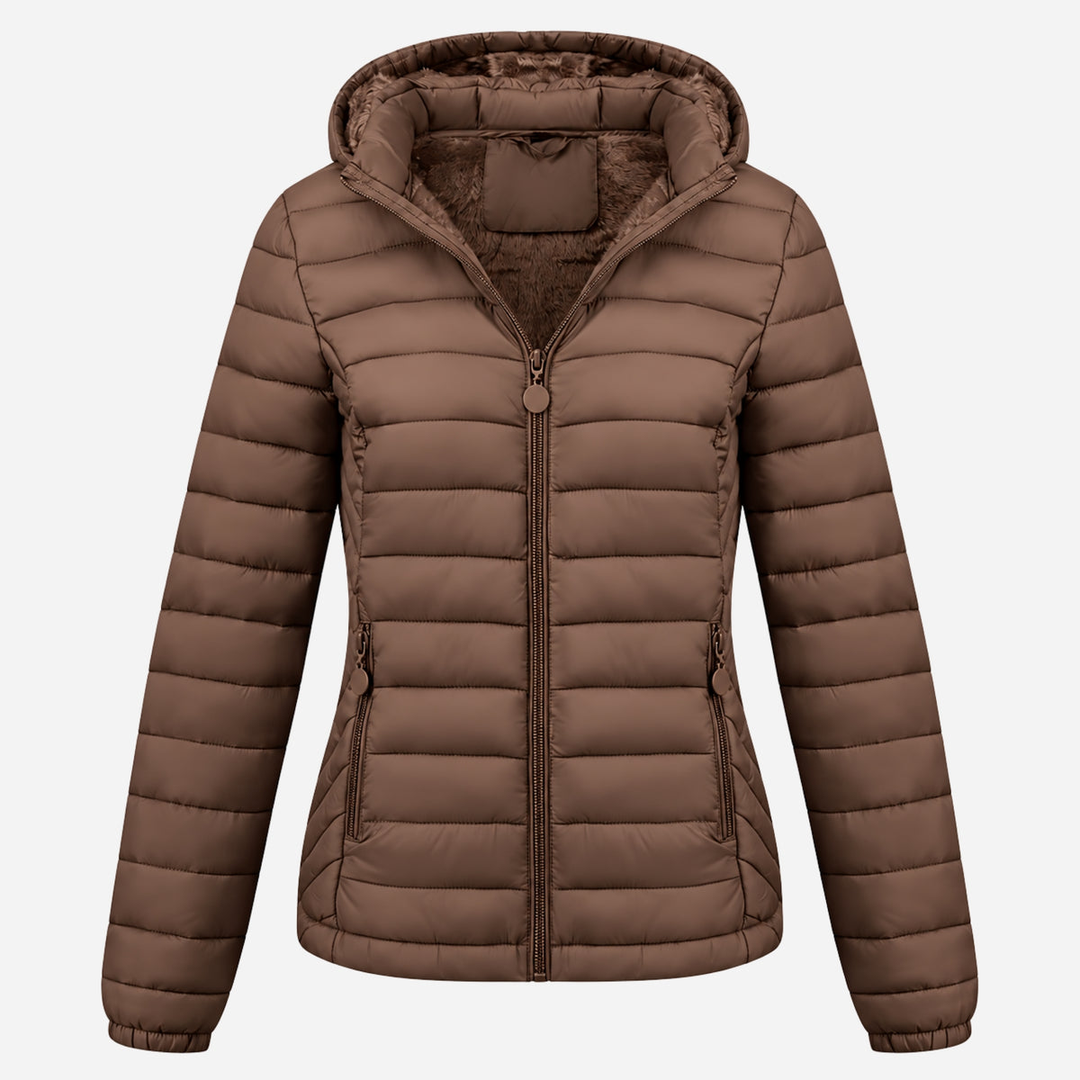 Women’s Full Zip Hooded Puffer Jacket-Fowsa