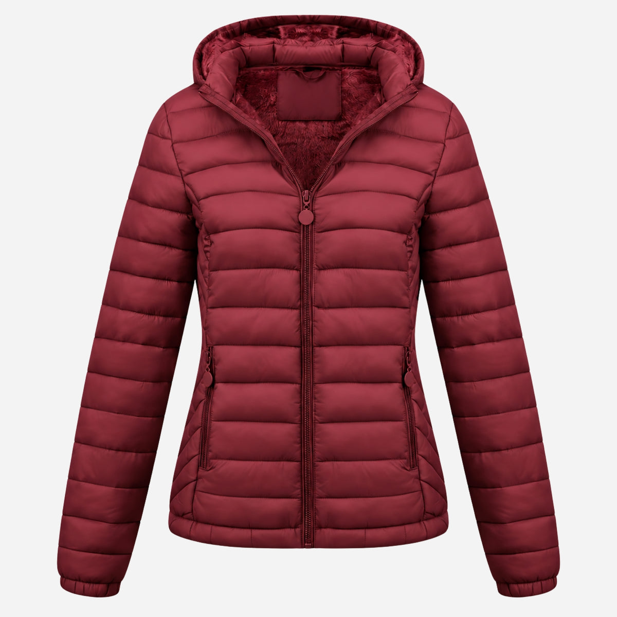Women’s Full Zip Hooded Puffer Jacket-Fowsa