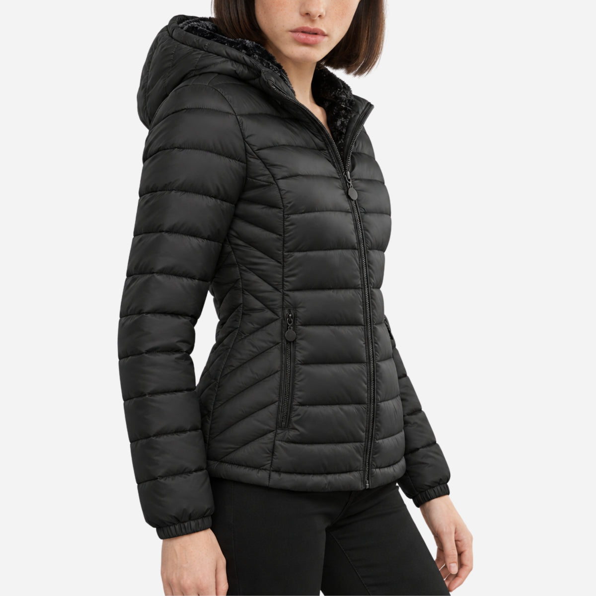 Women’s Full Zip Hooded Puffer Jacket-Fowsa