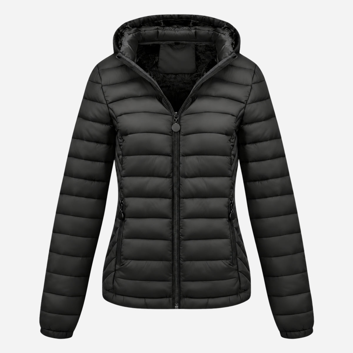 Women’s Full Zip Hooded Puffer Jacket-Fowsa