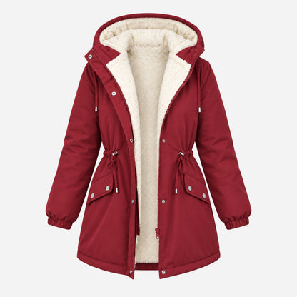Women's Hooded Drawstring Fleece Jacket-Fowsa