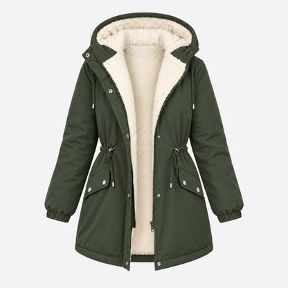 Women's Hooded Drawstring Fleece Jacket-Fowsa