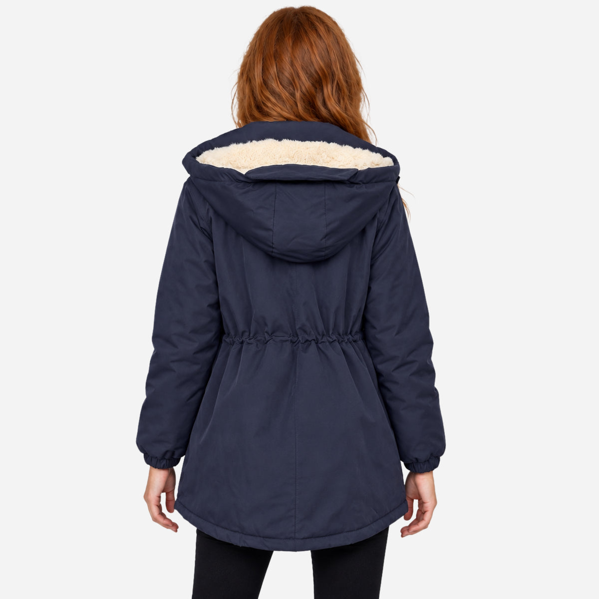 Women's Hooded Drawstring Fleece Jacket-Fowsa