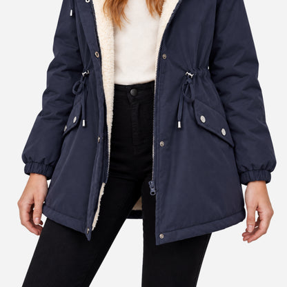 Women's Hooded Drawstring Fleece Jacket-Fowsa