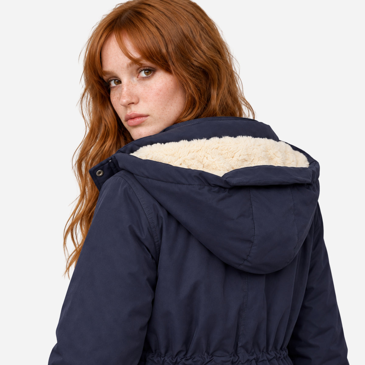 Women's Hooded Drawstring Fleece Jacket-Fowsa