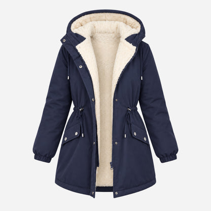 Women's Hooded Drawstring Fleece Jacket-Fowsa