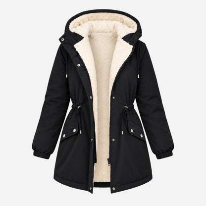 Women's Hooded Drawstring Fleece Jacket-Fowsa
