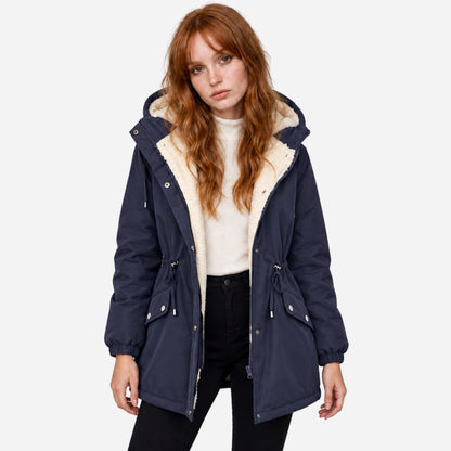 Women's Hooded Drawstring Fleece Jacket-Fowsa