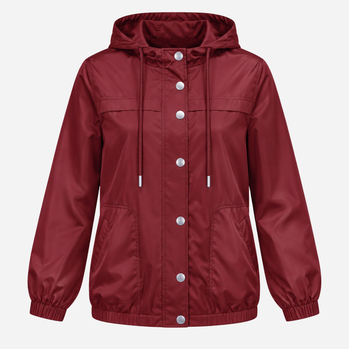 Women’s Hooded Drawstring Windbreaker Zip Jacket-Fowsa