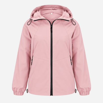 Women's Hooded Full-Zip Windbreaker Jacket-Fowsa