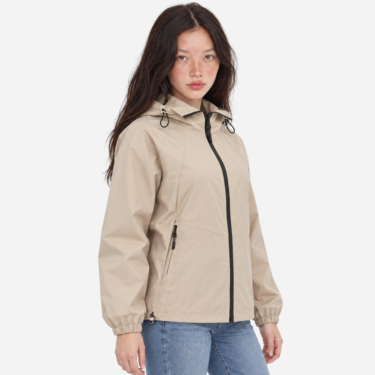 Women's Hooded Full-Zip Windbreaker Jacket-Fowsa