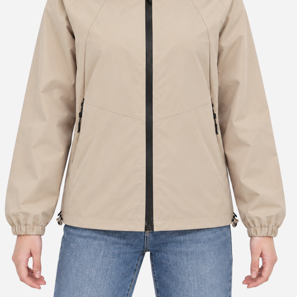 Women's Hooded Full-Zip Windbreaker Jacket-Fowsa