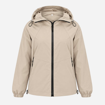 Women's Hooded Full-Zip Windbreaker Jacket-Fowsa