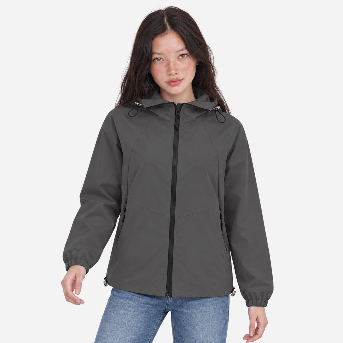 Women's Hooded Full-Zip Windbreaker Jacket-Fowsa