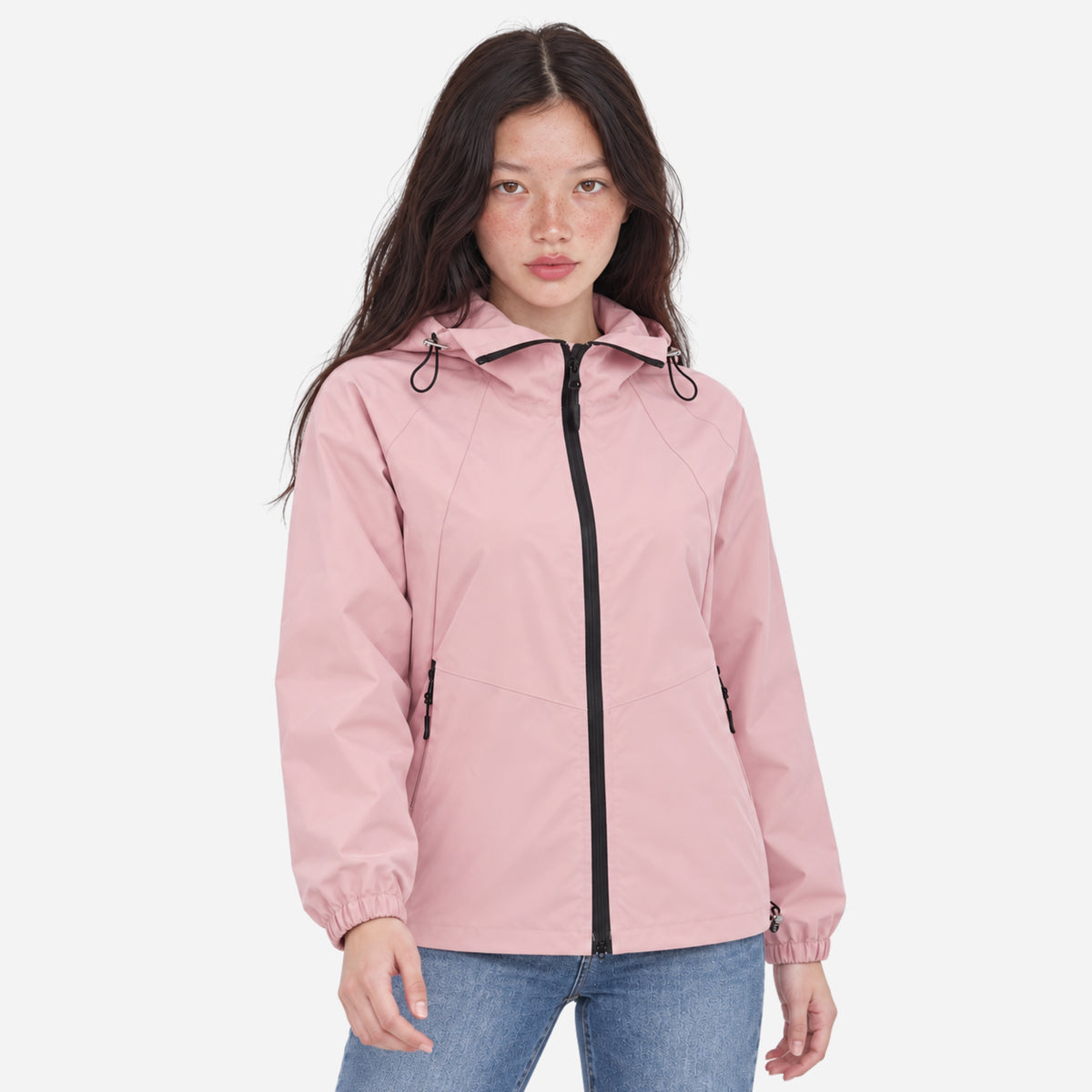 Women's Hooded Full-Zip Windbreaker Jacket-Fowsa