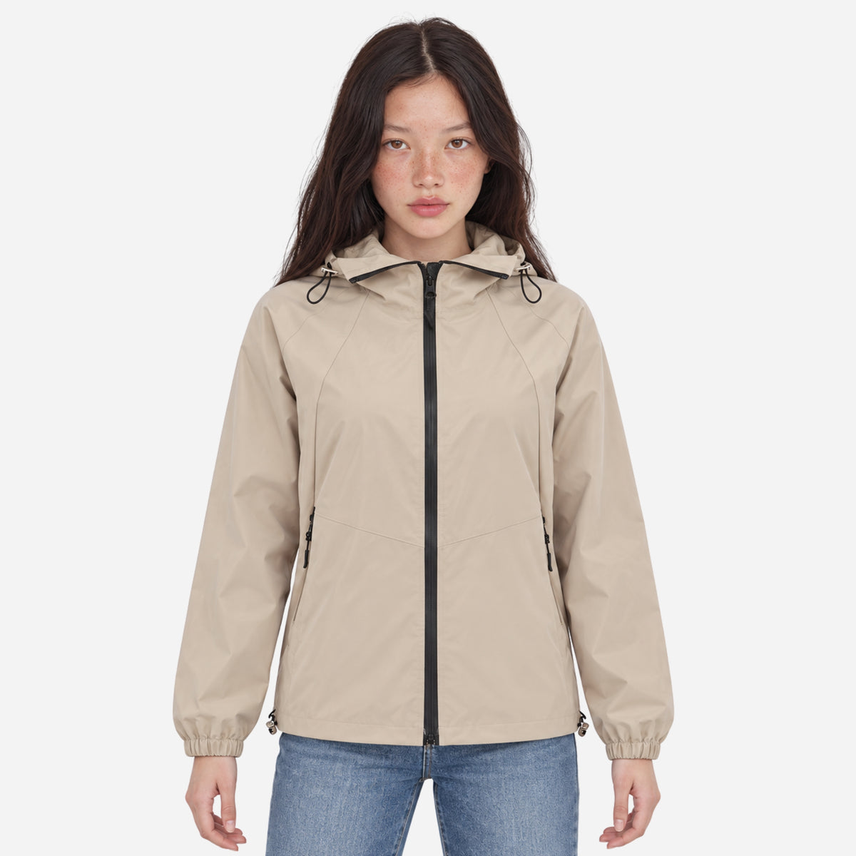Women's Hooded Full-Zip Windbreaker Jacket-Fowsa