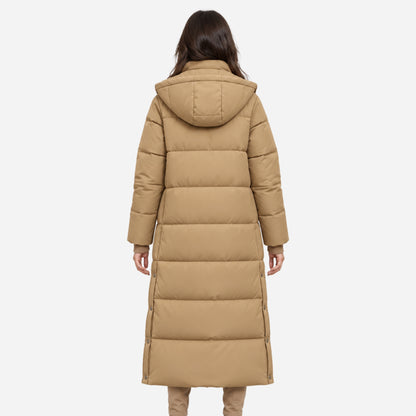 Women's Hooded Long Puffer Coat-Fowsa
