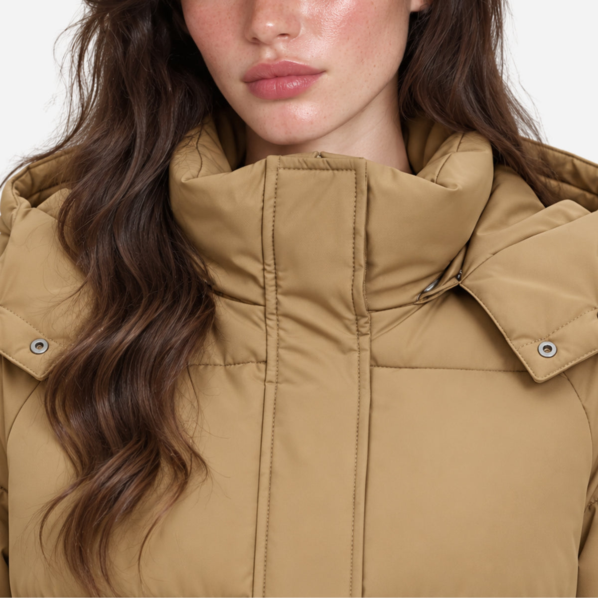 Women's Hooded Long Puffer Coat-Fowsa