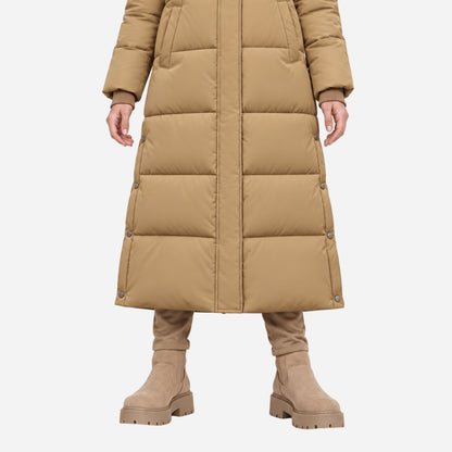 Women's Hooded Long Puffer Coat-Fowsa