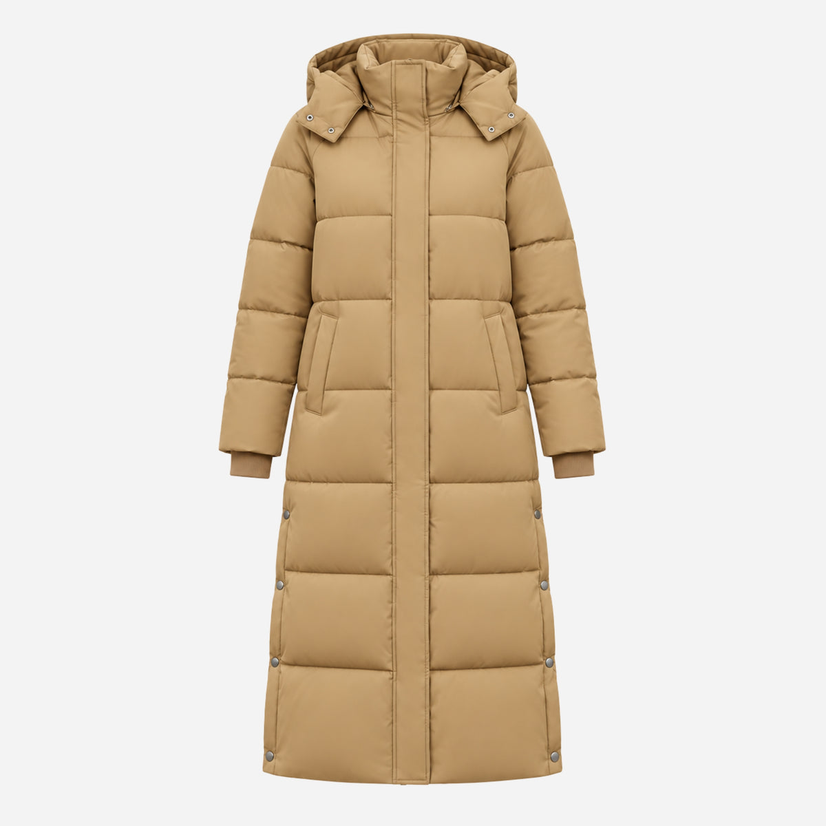 Women's Hooded Long Puffer Coat-Fowsa