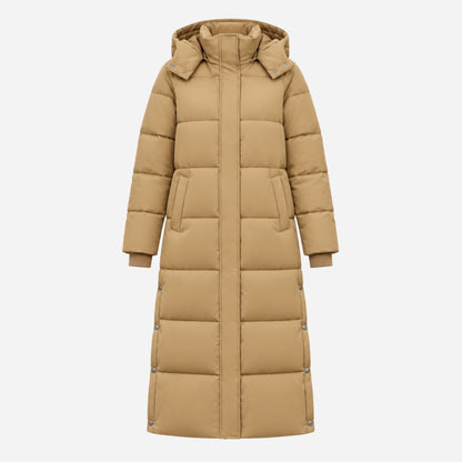 Women's Hooded Long Puffer Coat-Fowsa
